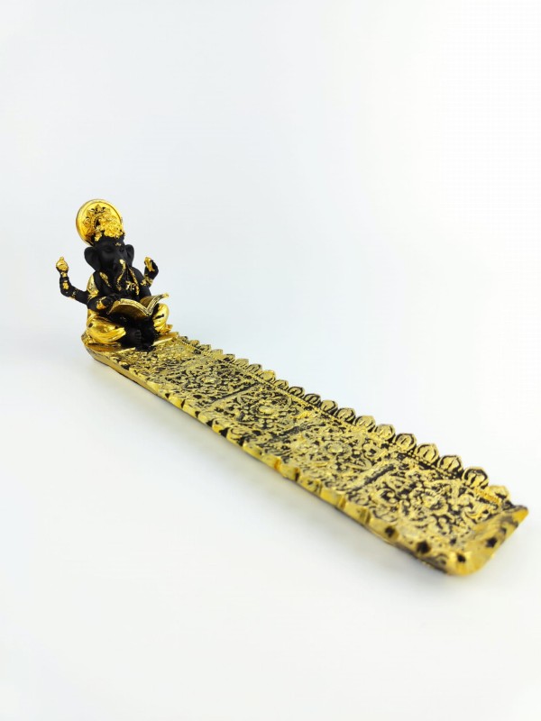 Podstawka podłużna na kadzidła dekoracyjna z figurką Ganesh GOLD GANESHA STAND 1.jpg
