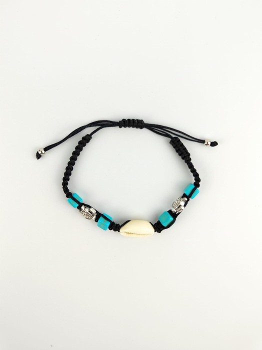 Bransoletka regulowana z naturalną Muszlą, Turkusem i Posrebrzanymi Żółwiami  2 kolory.jpg