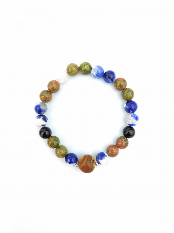 Bransoletka Mala z kamieni naturalnych 21 koralików CHAKRA STONES  INTUICJA  Unakit i Sodalit 1.jpg