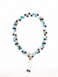 Mala z kamieni naturalnych 108 koralików CHAKRA STONES  JAPA MALA  naszyjnik  Onyks, Jaspis Dalmatyński, Kwarc niebieski , Jadeit Biały.jpg