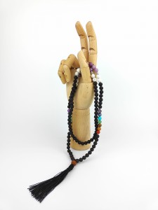 Mala  108 koralików 7 CHAKRA STONES naszyjnik  7 kamieni czakralnych, Lepidolit, Howlit Biały, Lawa wulkaniczna 1.jpg