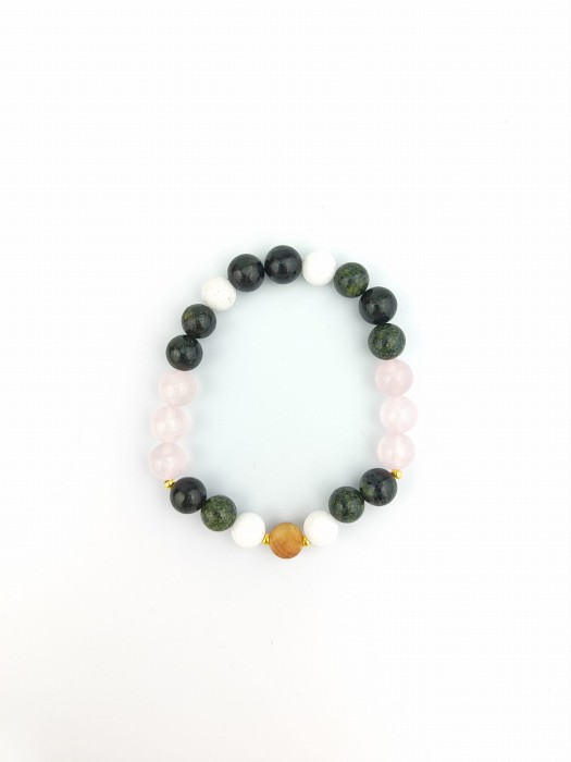 Bransoletka Mala 21 kamieni CHAKRA STONES  Serpentyn, Kwarc Różowy, Jadeit Biały.jpg