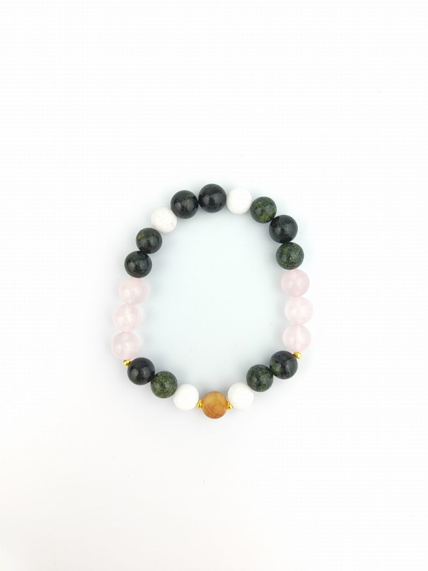 Bransoletka Mala 21 kamieni CHAKRA STONES  Serpentyn, Kwarc Różowy, Jadeit Biały.jpg