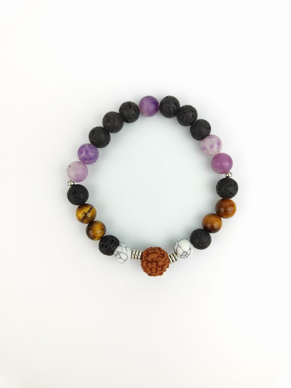 Bransoletka Mala 21 kamieni CHAKRA STONES  Lawa Wulkaniczna, Tygrysie Oko, Lepidolit, Howlit Biały.jpg