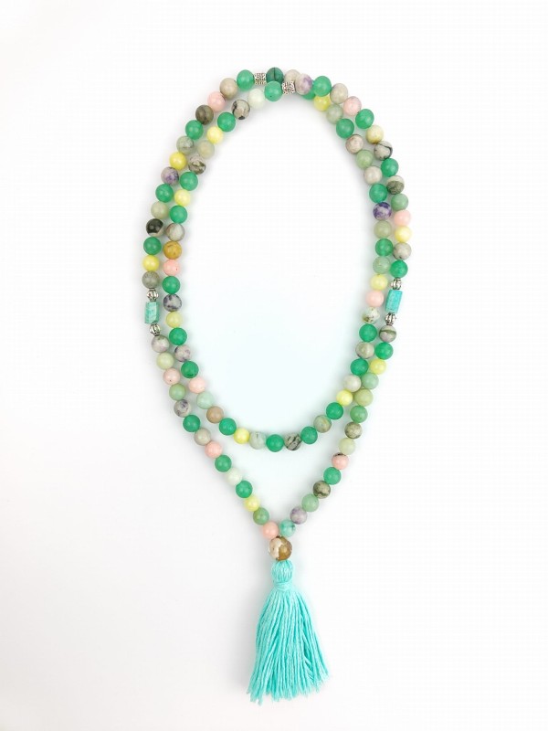Mala z kamieni naturalnych 108 koralików 7 CHAKRA STONES naszyjnik  Amazonit, Awenturyn Zielony, Jaspis Pudrowy, Jadeit Miętowy.jpg