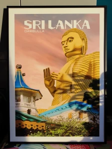 plakat vintage sri lanka golden temple dambulla.webp