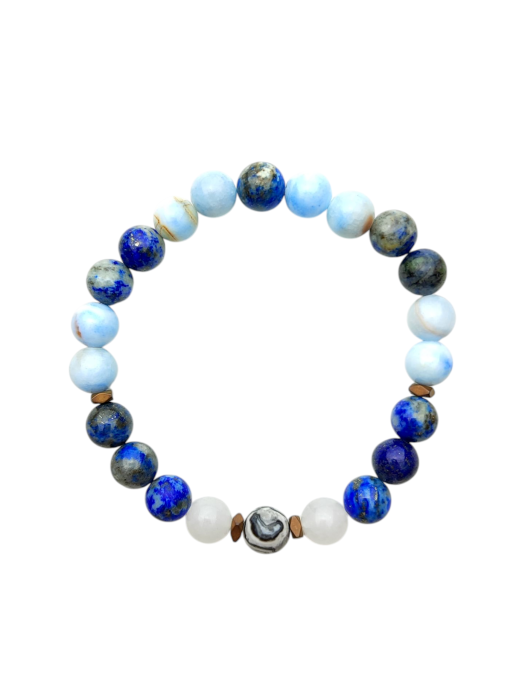 Bransoletka Mala 21 koralików Lapis Lazuli i Jadeit Bhakthi by Kalawa