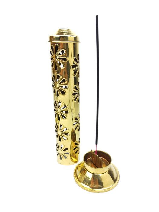 Kadzielnica Wieża na kadzidła Podstawka z mosiądzu 26 cm KWIATY 1.png