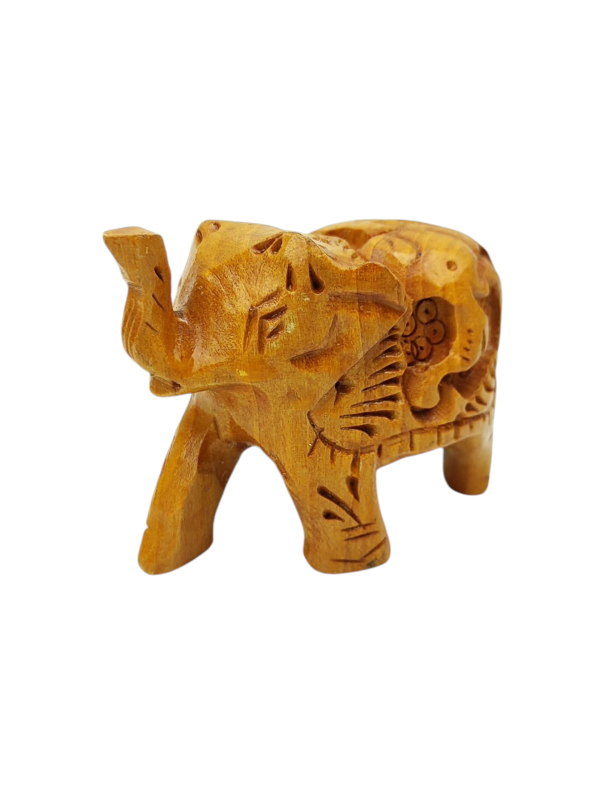 Figurka Słoń drewniana  rzeźbienia zwierząt na grzbiecie  rozmiar S.png