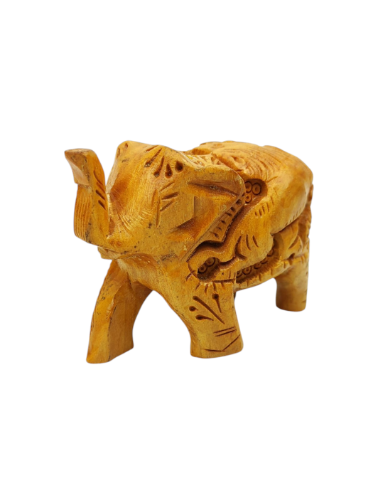 Figurka Słoń drewniana  rzeźbienia zwierząt na grzbiecie  rozmiar M 1.png