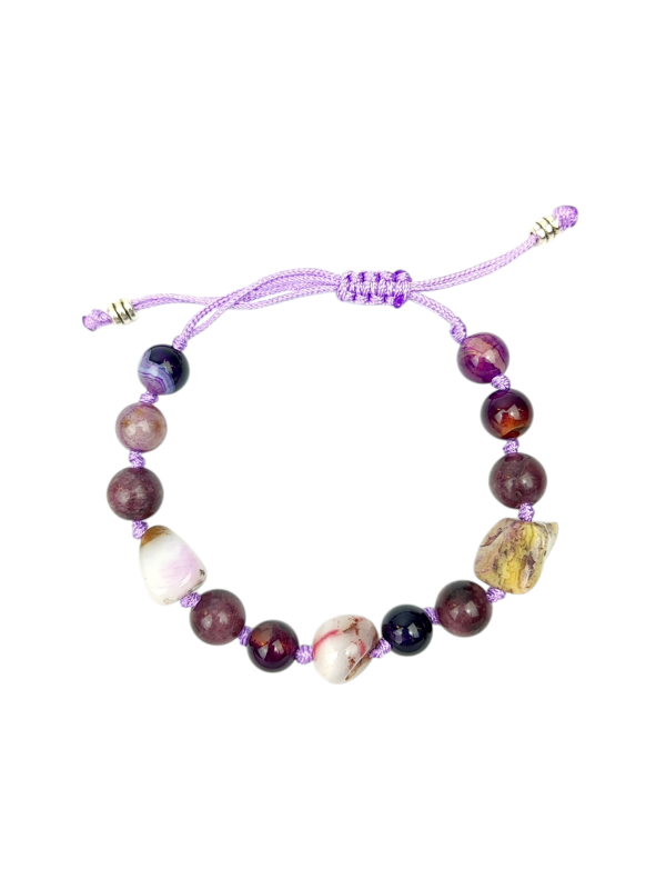 Bransoletka Czakralna na sznurku regulowana   Agat Fuksja, Fluoryt.png