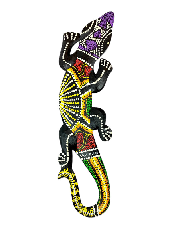 Płaskorzeźba drewniana malowana Gekon Jaszczurka   DOT LIZARD  50cm wzór 4.png