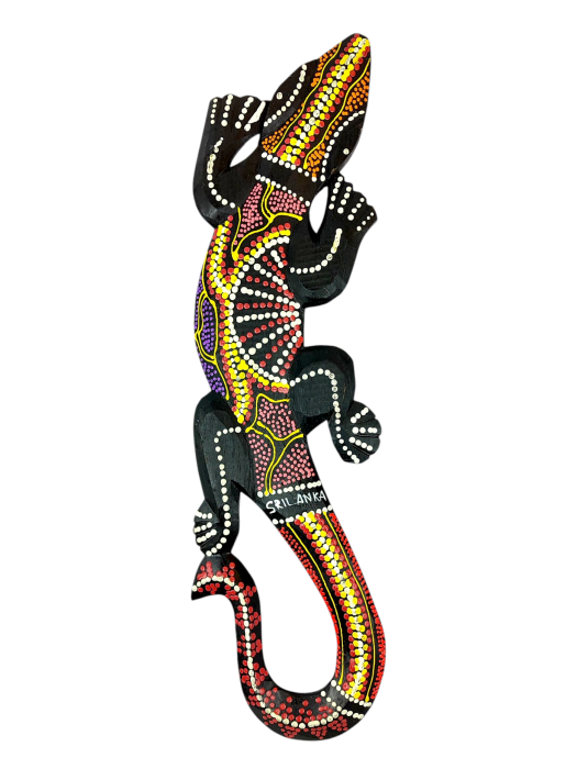 Płaskorzeźba drewniana malowana Gekon Jaszczurka   DOT LIZARD  50cm wzór 5.png