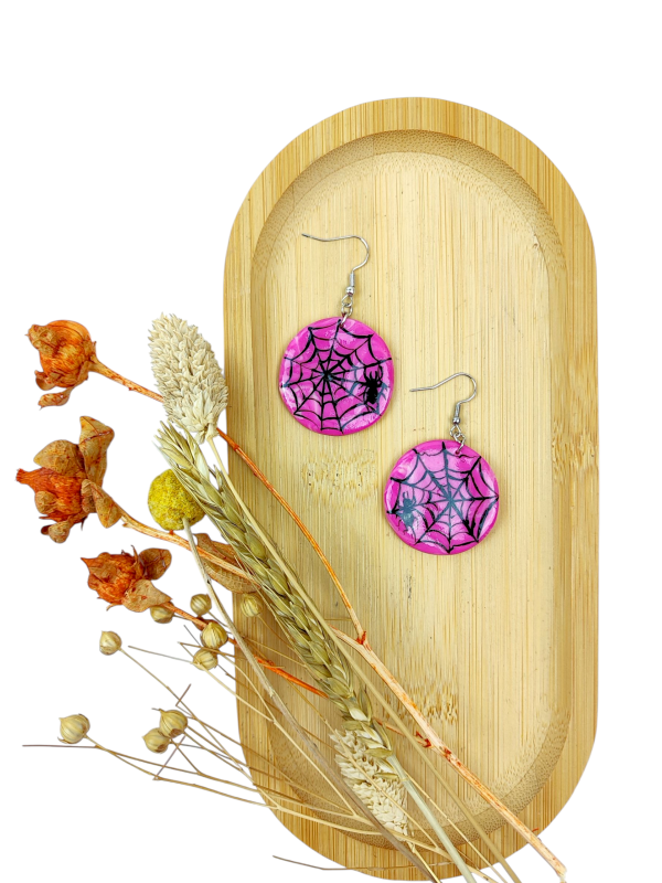 Kolczyki PINK SPIDERWEB handmade by Hash.png
