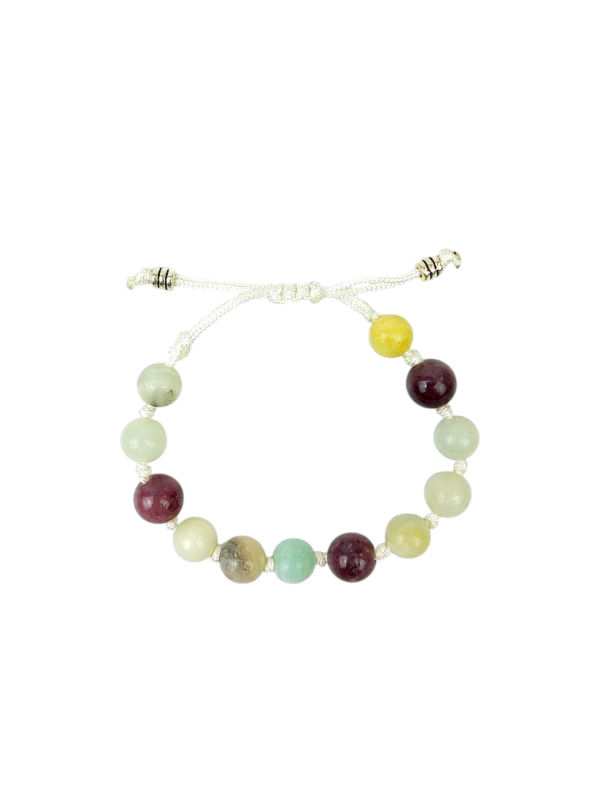 Bransoletka Czakralna na sznurku regulowana   Amazonit, Jadeit Wrzosowy.png