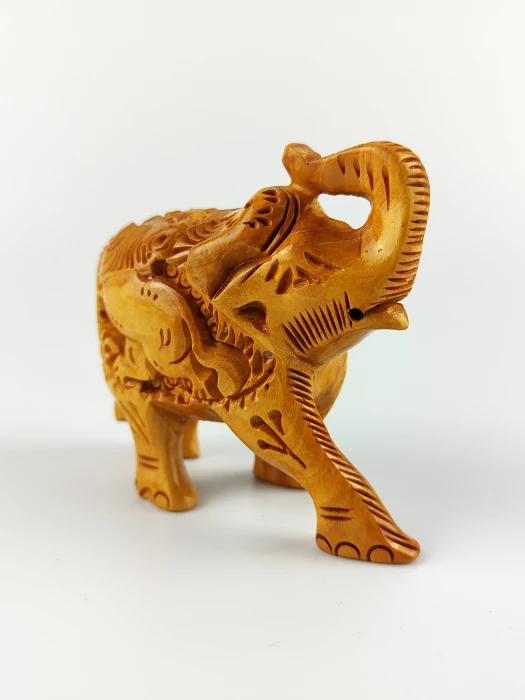 Figurka drewniana Słoń ELEPHANT tradycyjne rzeźbienia zwierząt na grzbiecie   rozmiar M.webp