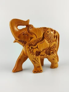 Figurka drewniana Słoń ELEPHANT tradycyjne rzeźbienia zwierząt na grzbiecie   rozmiar L 1.webp