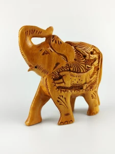 Figurka drewniana Słoń ELEPHANT tradycyjne rzeźbienia zwierząt na grzbiecie   rozmiar XL 1.webp