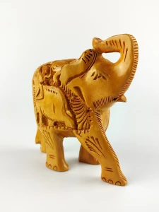 Figurka drewniana Słoń ELEPHANT tradycyjne rzeźbienia zwierząt na grzbiecie   rozmiar XL.webp