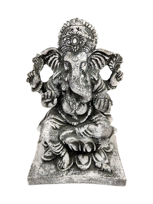 Duża figurka Ganesha z szarego granitu 17 cm