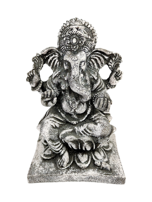 Duża figurka Ganesha z szarego granitu 17 cm