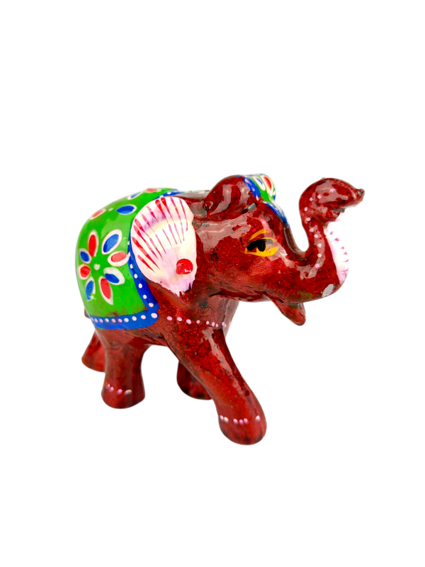 Czerwona ręcznie malowana figurka słonia INDI ELEPHANT L 7 cm