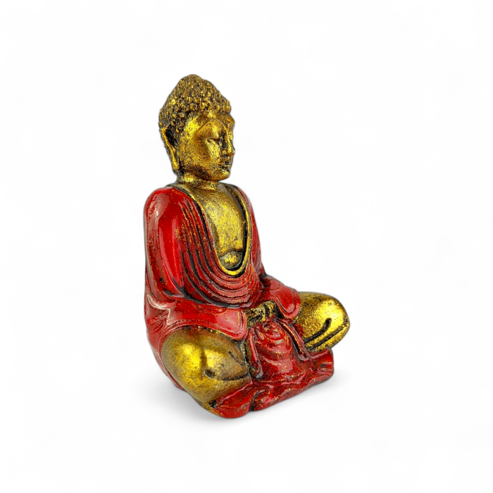 Medytujący Budda 8 cm – czerwona figurka dekoracyjna
