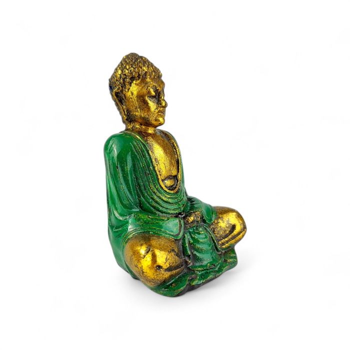 Medytujący Budda 8 cm – zielona figurka dekoracyjna