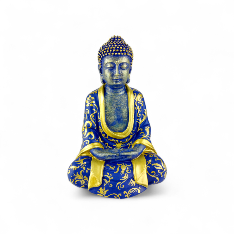 Niebieska figurka Medytującego Buddy 22 cm