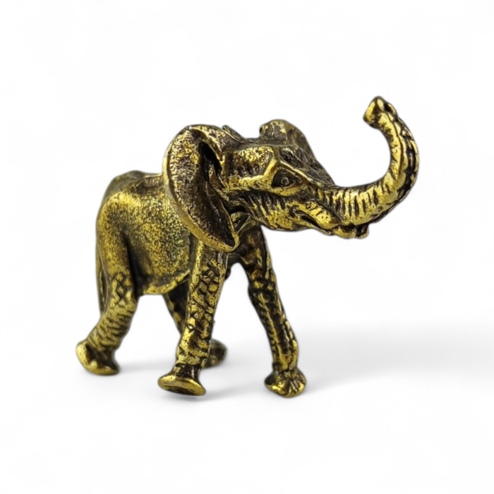 Mini złota figurka słonia z mosiądzu TINY GOLD ELEPHANT XS 3 cm