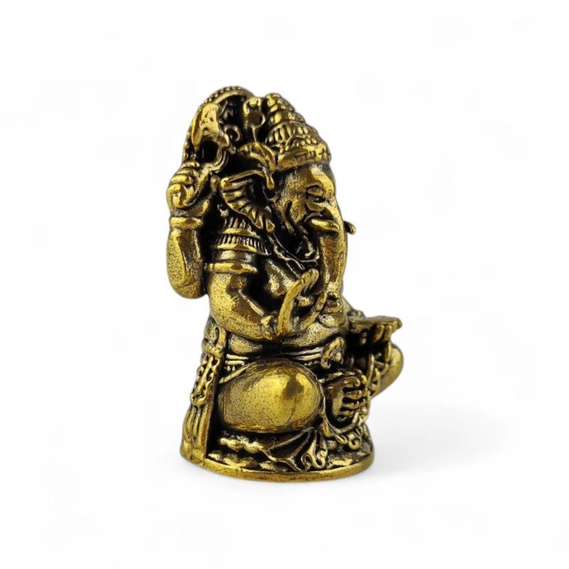 Mosiężny Ganesh M wzór 2 – orientalna figurka w stylu boho