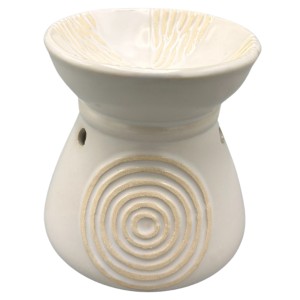Kominek zapachowy Żywioły kremowy ceramiczny ze spiralnym wzorem