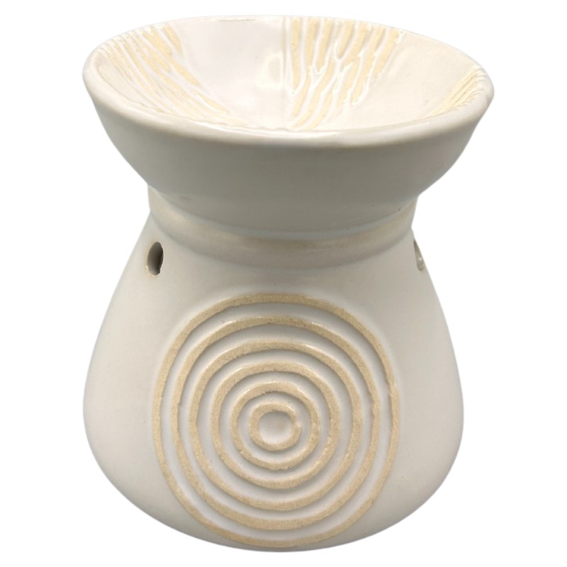 Kominek zapachowy Żywioły kremowy ceramiczny ze spiralnym wzorem