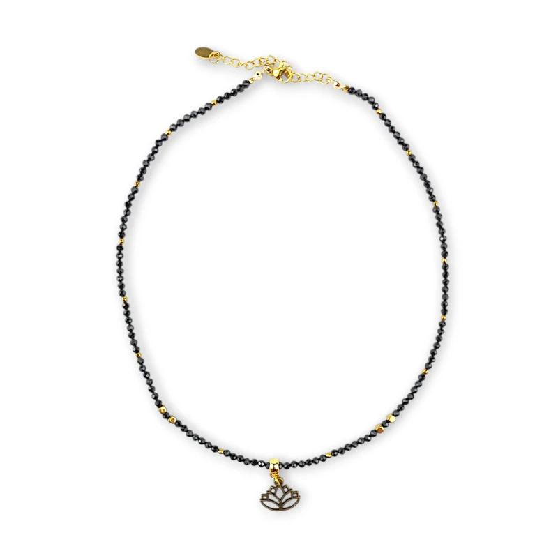 Naszyjnik z czarnego turmalinu i złotego hematytu Bhakthi by Kalawa
