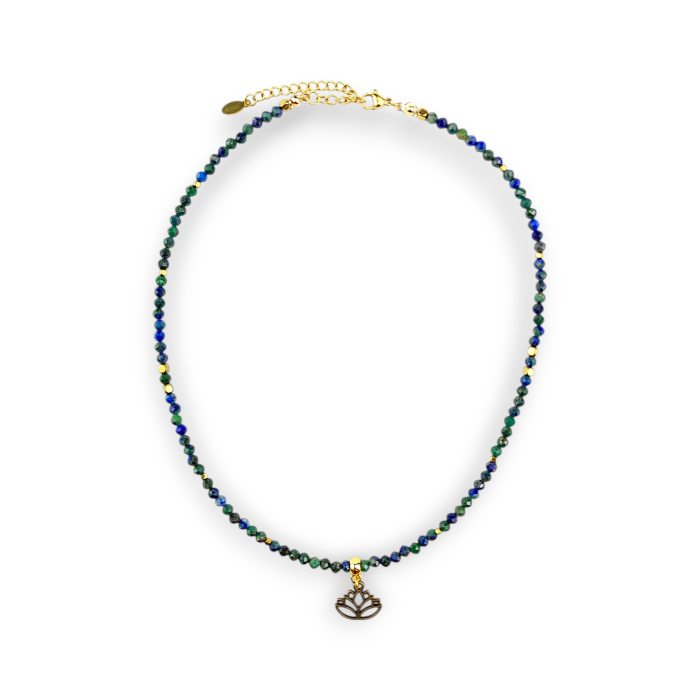 Naszyjnik z naturalnego lapis lazuli i złotego hematytu Bhakthi by Kalawa