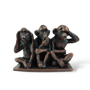 Figurka Trzech Mądrych Małp z żywicy 3 WISE MONKEYS SITTING 3