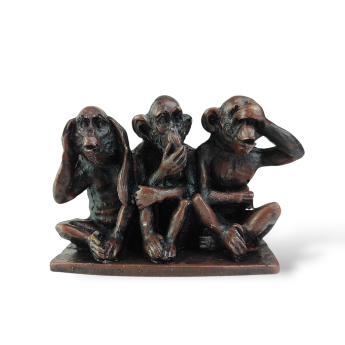 Figurka Trzech Mądrych Małp z żywicy 3 WISE MONKEYS SITTING 3