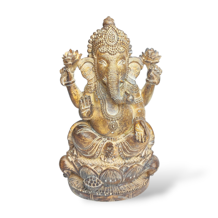 Złota figurka Ganesh z żywicy GOLD GANESHA 19 cm