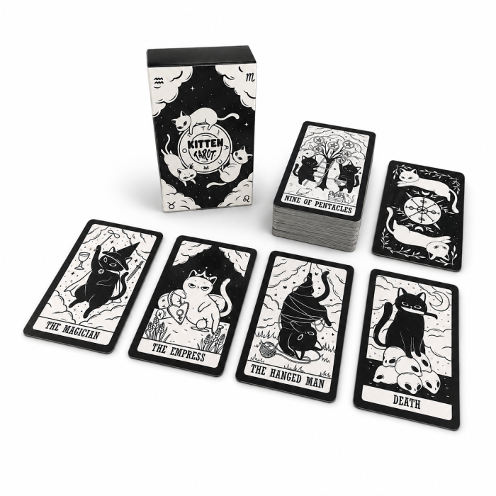 Kitten Tarot 78 kart czarno-biała talia