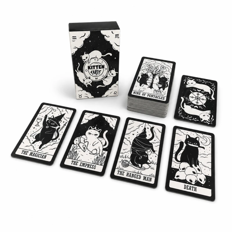 Kitten Tarot 78 kart czarno-biała talia