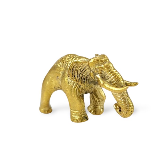 Mini złota figurka słonia z mosiądzu TINY GOLD ELEPHANT XS 3 cm