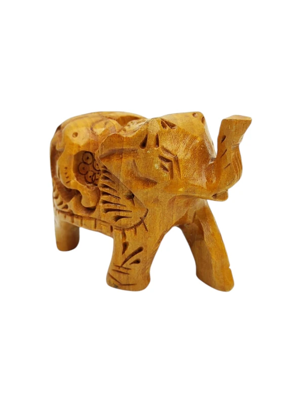 Drewniana figurka słonia S 5,5 cm z rzeźbionym małym słoniem
