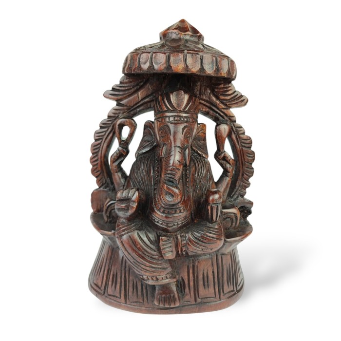 Ręcznie rzeźbiona figurka Ganesha z drewna mahoniowego 26 cm