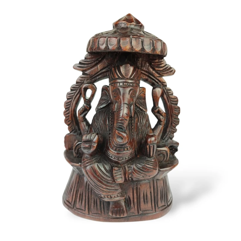 Ręcznie rzeźbiona figurka Ganesha z drewna mahoniowego 26 cm