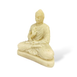Ecru figurka Buddy z naturalnego granitu – dekoracja orientalna