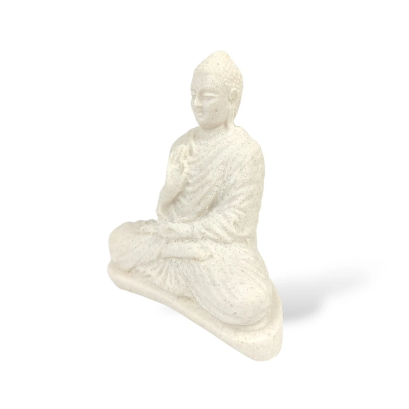Biała granitowa figurka Buddy – dekoracja orientalna