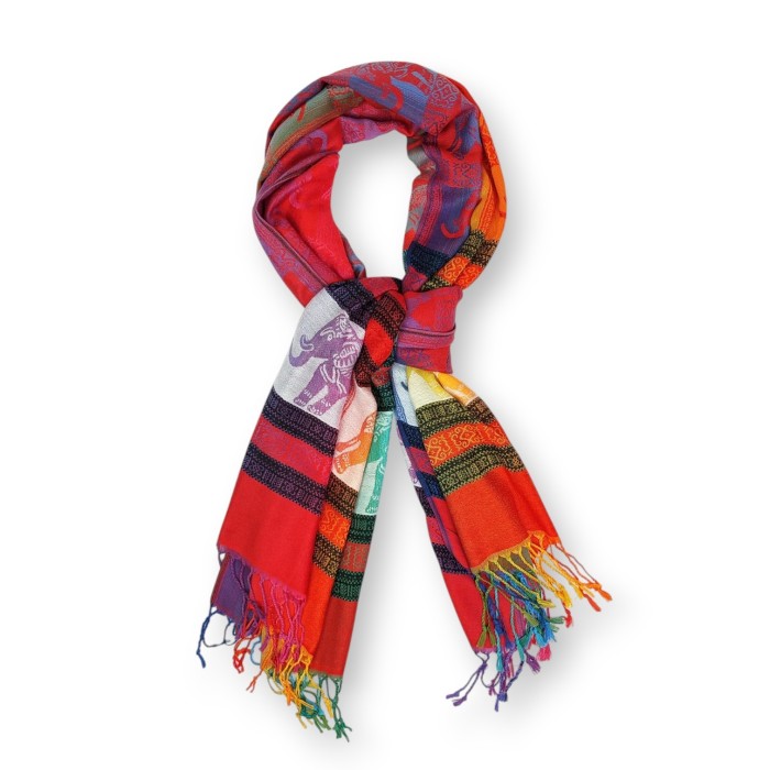 Szal pashmina 100% kaszmiru ze Sri Lanki w kolorowym orientalnym wzorze