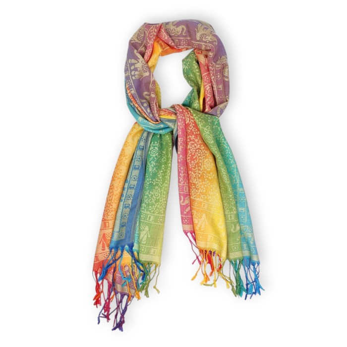 Kolorowy szal kaszmirowy 100% pashmina ze Sri Lanki