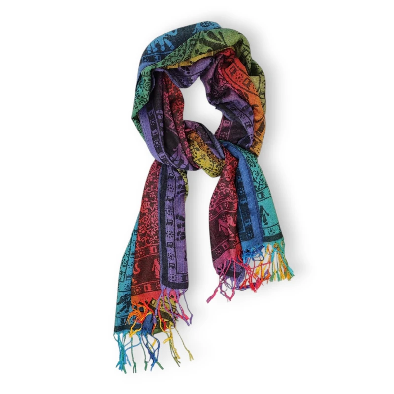 Wielobarwny szal kaszmirowy 100% pashmina ze Sri Lanki