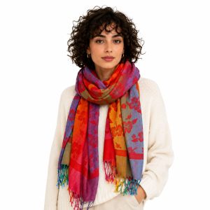 Kolorowa pashmina kaszmirowa ze Sri Lanki w stylizacji boho